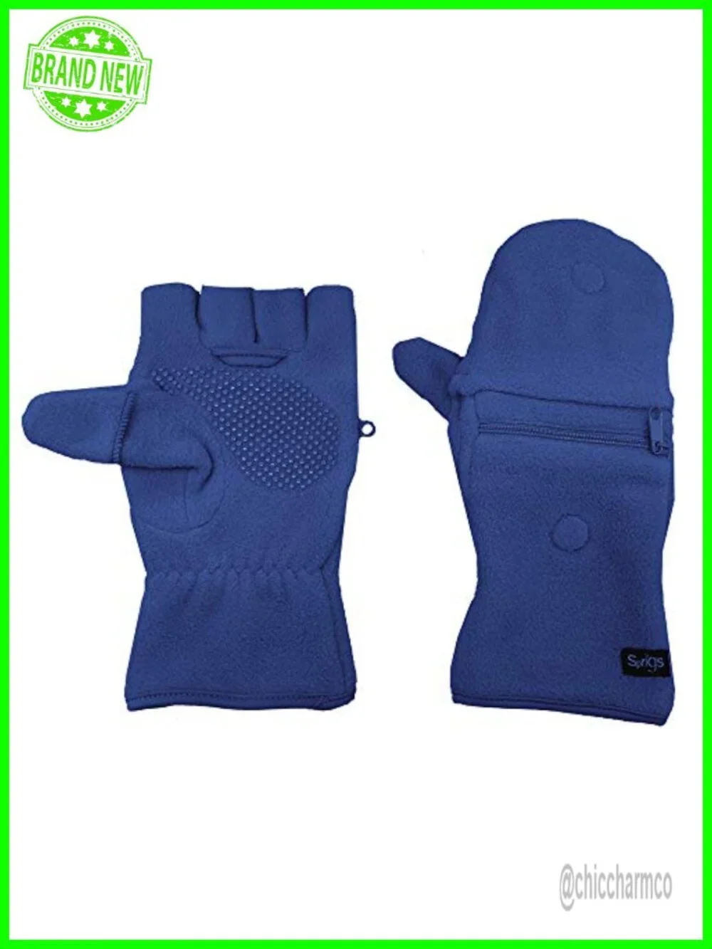 Fingerless Gloves with Zipper Phone Pocket, Adjustable Magnetic Mittens, Fleece